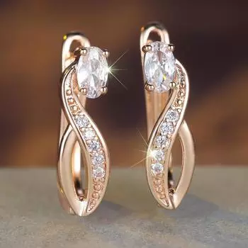 Простые модные серьги-капли с белым цирконом для женщин, золотистого цвета, свадебные украшения для вечеринки, подарки золотой