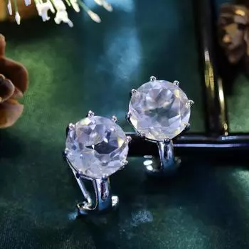 Простые модные серьги круглого дизайна с натуральным белым кварцем, новые женские ювелирные изделия из стерлингового серебра 925 пробы, повседневная одежда, подарок M белый