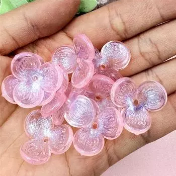 Простые модные трехлепестковые цветы бусины для мобильного телефона ручная работа 10 шт. бусины 22,6 мм прямое отверстие выдолбленные шпильки аксессуары акрил красный