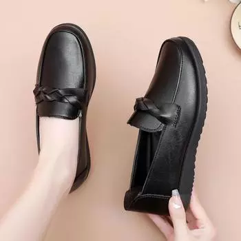 Простые модные туфли на плоской подошве для женщин среднего и пожилого возраста на весну и осень, удобные мокасины на мягкой подошве для мам 35