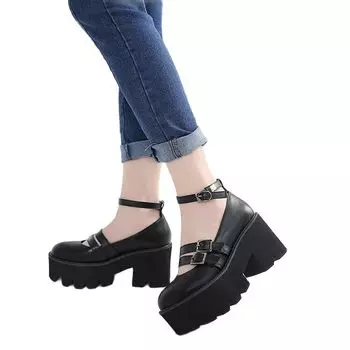 Простые модные туфли в стиле ретро, летние новые маленькие кожаные туфли Лолиты в японском студенческом стиле, модная женская обувь 40 чёрный