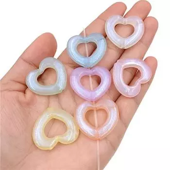 Простые модные ювелирные аксессуары своими руками, полые для изготовления ожерелья и сережек, модные акриловые бусины в виде сердца любви с вертикальным отверстием, изысканные ювелирные изделия ручной работы синий