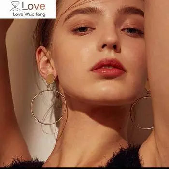 Простые модные золотые посеребренные геометрические большие круглые серьги-клипсы без отверстий для ушей для женщин большие полые серьги-клипсы ювелирные изделия