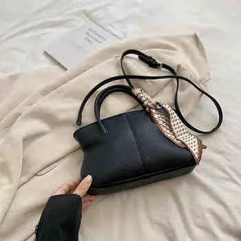 Простые мягкие кожаные женские сумки через плечо, новые однотонные сумки для поездок на работу с лентами, женская модная сумка через плечо