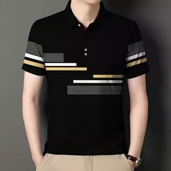 Простые мужские рубашки поло Ретро-рубашки поло с цветочным принтом Премиум-топы поло Высококачественные удобные рубашки поло Элитные деловые футболки поло S