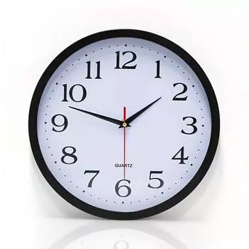 Простые настенные часы для украшения гостиной, круглые настенные часы для кухни, спальни, украшения дома, пластиковые настенные часы, часы на батарейках 8 inches чёрный