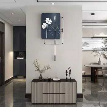 Простые настенные часы в китайском стиле для гостиной, входной фон, декоративная роспись, настенные часы, персонализированные креативные часы для дома