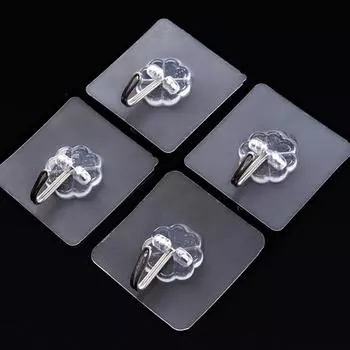 Простые непробивные настенные крючки, не оставляющие следов, водонепроницаемые, прозрачные, несущие нагрузку для домашнего декора, прочные, клейкие, маслостойкие, клейкие крючки 1Pcs Upgraded Thickened Hook