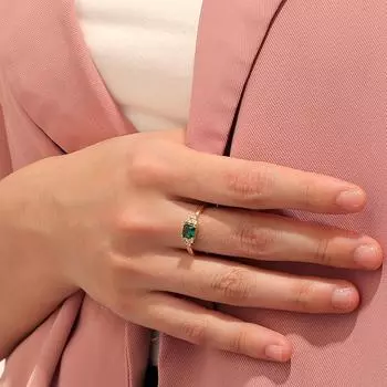 Простые обручальные кольца в минималистском стиле, скромный дизайн с милым зеленым кубическим цирконием, кольца для помолвки для девушки 7