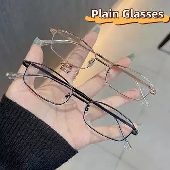 Простые очки для мужчин и женщин с защитой от синего света, квадратные трендовые металлические очки с геометрическим рисунком для девочек, ультралегкие оптические очки для очков