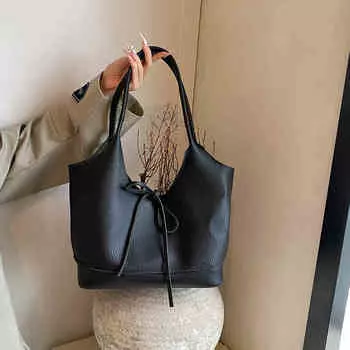 Простые однотонные большие сумки через плечо женские модные мягкие кожаные сумки для поездок на работу текстурированная женская сумка-тоут