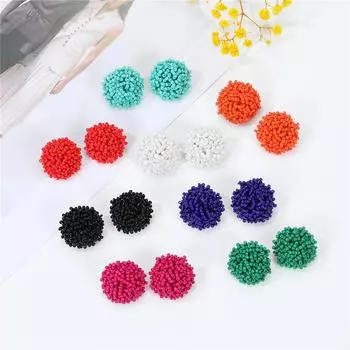 Простые однотонные серьги с бусинами Классические круглые серьги Изящные женские серьги a