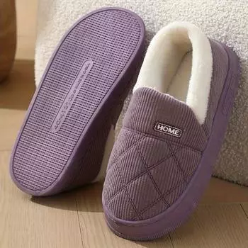 Простые однотонные тапочки, Повседневная и удобная обувь с плюшевой подкладкой, Удобные домашние тапочки 36-37 фиолетовый