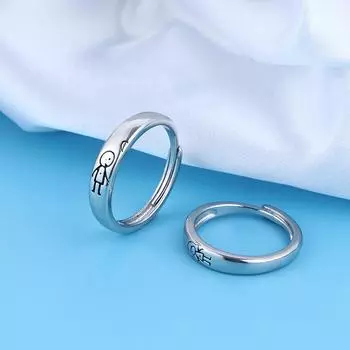 Простые парные кольца для мальчиков и девочек с героями мультфильмов, открытые кольца, обручальное кольцо, модные украшения A