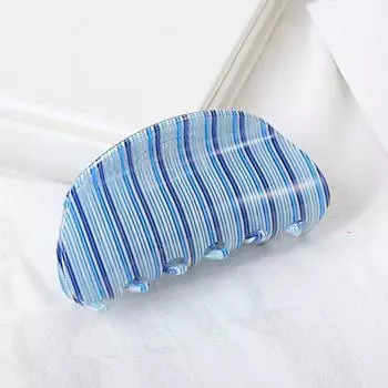 Простые полосатые цельные коготки, освежающие и универсальные женские банные средние зажимы для волос акриловый головной убор