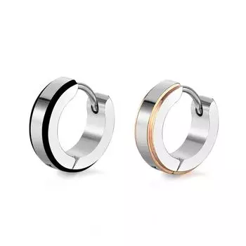 Простые полосатые серьги-кольца из нержавеющей стали, противоаллергические серьги с пряжкой для пирсинга для женщин и мужчин, уличные серьги