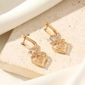 Простые полые серьги-подвески в форме сердца с микропаве из циркония для женщин, серьги, ювелирные изделия, аксессуары для вечеринок золотой