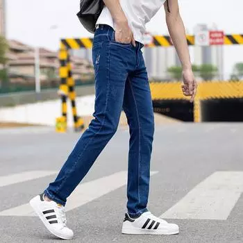 Простые потертые джинсы в стиле «пять сумок», эластичные узкие брюки, тренд мужских джинсов 28