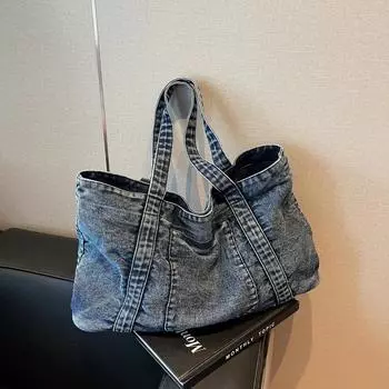 Простые повседневные ретро-сумки через плечо из денима для женщин на продажу Высококачественные милые сумки для женщин для путешествий Молодежная линия шитья