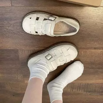 Простые повседневные римские пляжные сандалии с юбкой-мешком на платформе женские новинка 2025 года весна-лето глубокий вырез одинарные туфли 35 бежевый