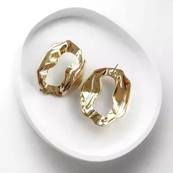 Простые преувеличенные металлические серьги, круглые серьги неправильной формы, витые серьги, геометрические полые винтажные серьги золотой
