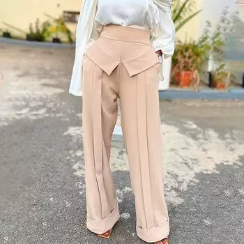 Простые прямые брюки женские летние удобные повседневные брюки свободные облегающие и универсальные широкие брюки с высокой талией S