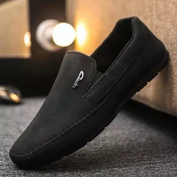 Простые рабочие повседневные универсальные туфли для мальчиков с одной педалью, мужские мокасины, шапки, мужские, мягкая кожа 39