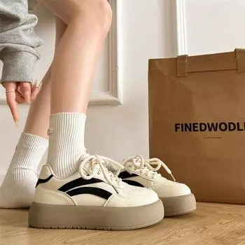 Простые ретро-платформы немецкие кроссовки женские 2025 новые весенние взрывные легкие студенческие американские повседневные кроссовки для сноубординга 35 чёрный