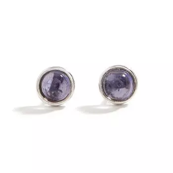 Простые роскошные серьги-гвоздики из натурального иолита 4 мм с круглым драгоценным камнем, элегантные серебряные серьги-гвоздики для женщин и мам, повседневная одежда, ювелирные украшения, подарок