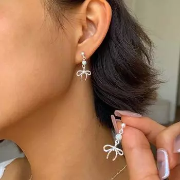 Простые серьги-бантики из жемчуга модная бижутерия элегантные женские украшения серьги аксессуары