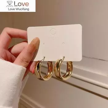 Простые серьги-цепочки, кольца, золотые металлические круглые серьги-кольца, модные круглые серьги-кольца, эффектные серьги для женщин, украшения для вечеринок