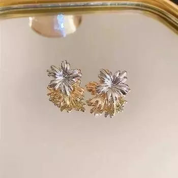 Простые серьги-фейерверки из золота и серебра в сочетании цветов, уникальные серьги высокого класса, универсальные серьги, серьги-ниши