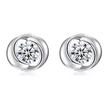 Простые серьги-гвоздики с цветочной инкрустацией из циркона для женщин, модные серебряные свадебные серьги с кристаллами, ювелирные изделия