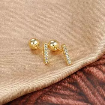 Простые серьги-гвоздики с геометрическим цирконием для пирсинга для женщин-подростков, маленькие свадебные модные украшения из нержавеющей стали золотого цвета