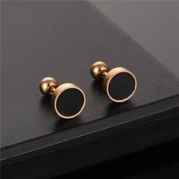 Простые серьги-гвоздики с пирсингом в стиле панк для женщин и мужчин, черные круглые серьги, ювелирные изделия, подарок на вечеринку розовый