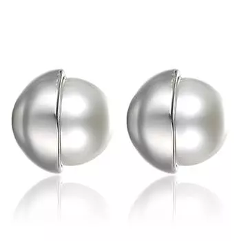 Простые серьги-гвоздики с жемчугом, посеребренные серьги-гвоздики в стиле темперамент, женская корейская версия, модные серьги-гвоздики с жемчугом