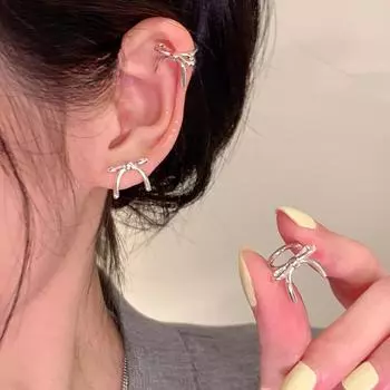 Простые серьги-гвоздики в виде банта. Женские серьги-гвоздики высокого класса, клипсы-косточки, легкие роскошные серьги, клипсы.
