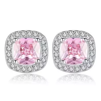 Простые серьги-гвоздики в виде цветка солнца, геометрические, толстые, квадратные, женские, розовые, бриллиантовые серьги-кольца