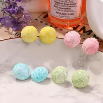 Простые серьги из смолы ярких цветов в стиле ретро, серьги-гвоздики в горошек, однотонные серьги, модные трендовые серьги