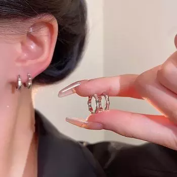 Простые серьги-кольца в гонконгском стиле для женщин — шикарная и универсальная мода Set of Four серебряный