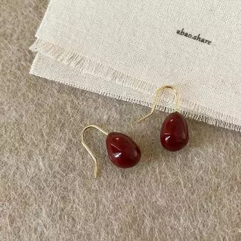 Простые серьги-крючки Ankara Red Oil Drop Bean для женщин, уникальные, индивидуальные, модные, элегантные, универсальные