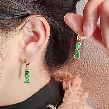 Простые серьги, опал, бамбуковые соединения, ретро-стиль, изысканные пряжки для ушей, модный темперамент, универсальная женщина