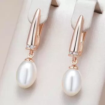 Простые серьги-подвески из синтетического жемчуга для женщин, модные золотые серьги с микро-инкрустацией из циркония, вечерние свадебные жемчужные украшения