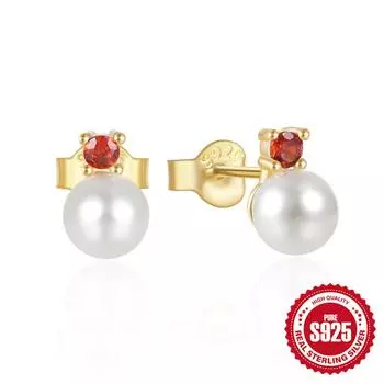 Простые серьги-пусеты из стерлингового серебра S925 с жемчугом и цирконом, нишевый дизайн, модные 925 Silver