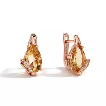 Простые серьги с цитринами в форме груши, стерлинговое серебро 925 пробы, розы с натуральными драгоценными камнями, модные женские украшения для повседневного ношения S жёлтый