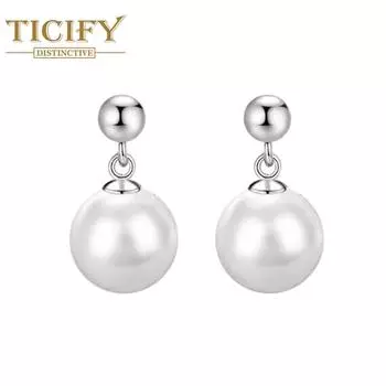 Простые серьги с искусственным жемчугом, большие белые позитивные круглые маленькие лампочки, классические стильные серьги белый