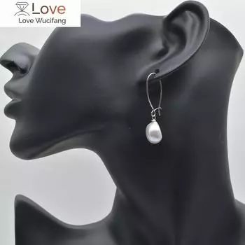 Простые серьги с серым барочным жемчугом, серьги из стерлингового серебра 925 пробы, длинные женские серьги с жемчугом, подарок маме 40*10mm