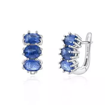 Простые серьги с застежкой, серебро 925 пробы, натуральный кианит, синие драгоценные камни, 6 шт., кианит, изысканные украшения для женщин, мам, хороший подарок на день рождения M синий