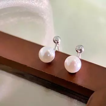 Простые серьги с жемчугом сзади для женщин, французская романтическая атмосфера, высококачественные серьги
