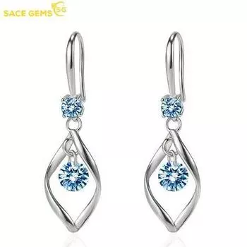 Простые серьги SACE GEMS, женственные мягкие серьги, индивидуальные серьги с бриллиантами, серьги принцессы, ювелирные изделия синий